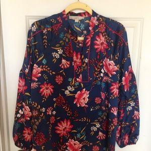 Loft NWT navy floral blouse
